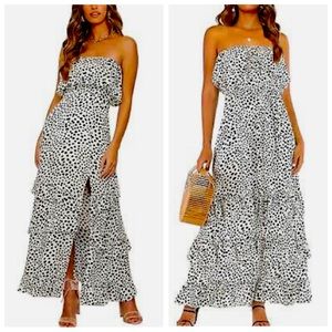 🔸NWOT🔸Yidarton Strapless Boho Polka Dot Maki Dress